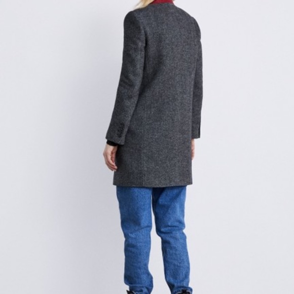 Zara Women Gray Masculine Herringbone Coat XS - Picture 12 of 14